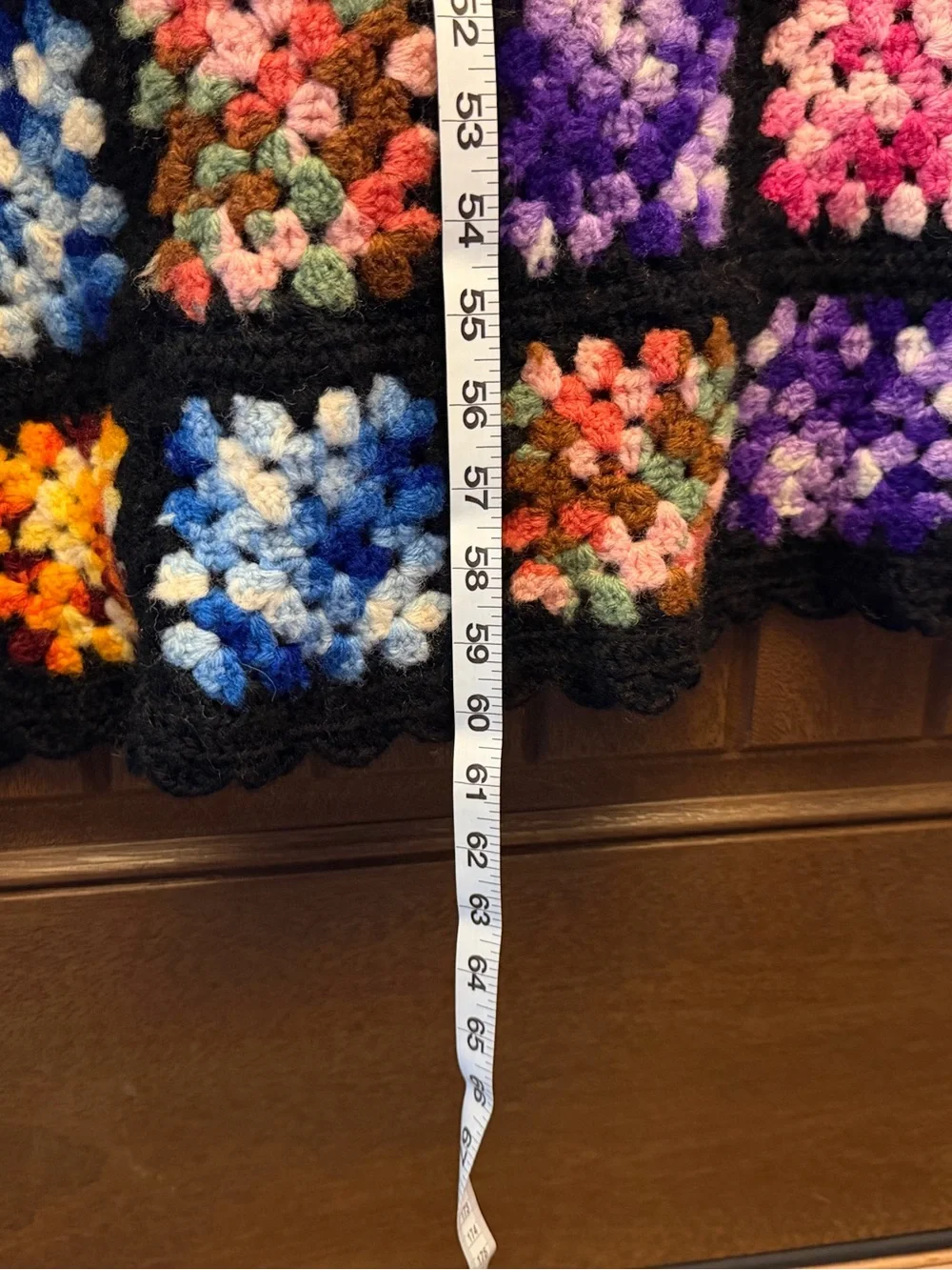Handmade Crochet Granny Square Throw Blanket 60” x 43”